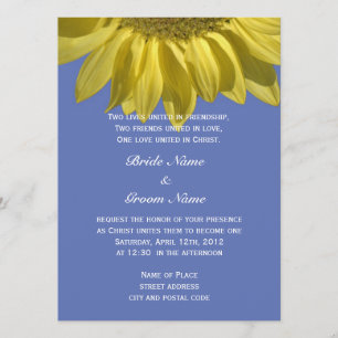 Invitación Brillante girasol de verano flor cristiana boda