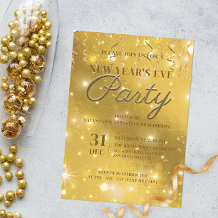 Invitación Brillante glamour dorado glamour Fiesta de Nochevi
