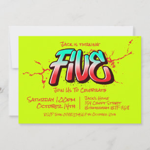 Invitación Brillante Graffiti Cinco