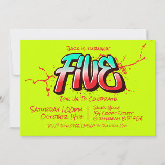 Invitación Brillante Graffiti Cinco