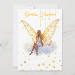 Invitación Brillante hada dorada mariposa alas belleza suave