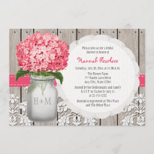 Invitación Brillante Hydrangea Mason Jar Bridal Shower