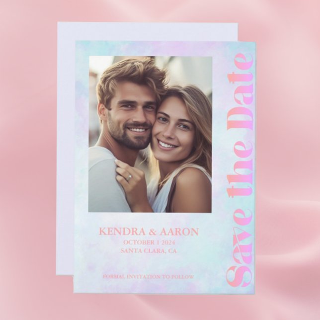 Invitación Brillante Moderno Matrimonio Mínimo Neon Ahorra La (Subido por el creador)