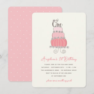 Invitación Brillante Pastel Rosa Niña Fiesta de cumpleaños