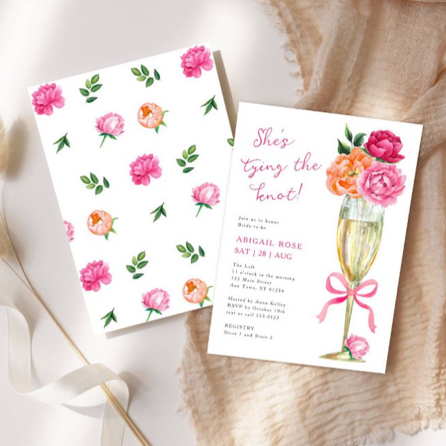 Invitación Brillante Peony atando la ducha nupcial (Subido por el creador)