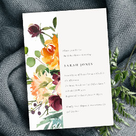 Invitación Brillante Rubor Naranja amarillo Floral Baby Showe