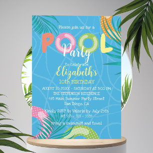 Invitación Brillante Tropical Verano Divertido Aniversario Pi