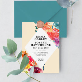 Invitación Brillante verano colorido triángulo Boda floral I