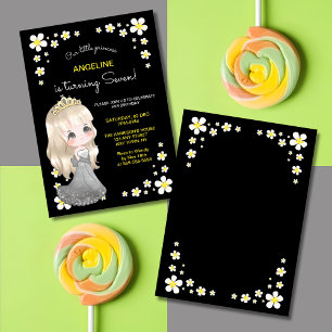 Invitación Brillante vestido gris princesa cumpleaños floral