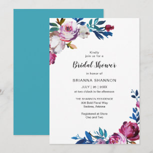 Invitación Brillante vibrante Verde azulada ducha de novia fl