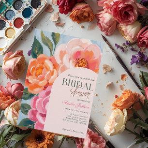 Invitación brillante y audaz lluvia de flores nupciales vibra
