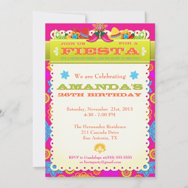 Invitación Brillante y colorida fiesta de cumpleaños (Anverso)