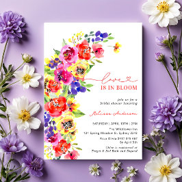 Invitación Brillante y colorido amor floral en ducha de novia