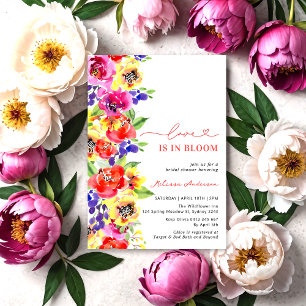 Invitación Brillante y colorido amor floral en ducha de novia