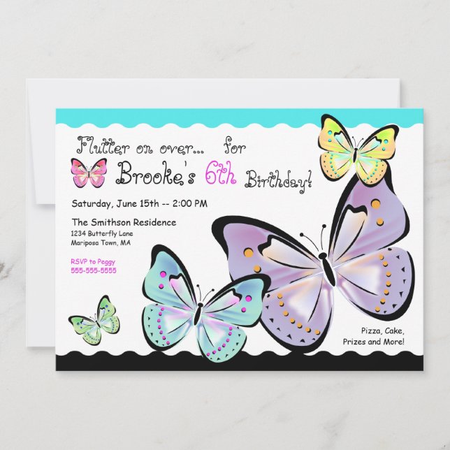 Invitación brillante y hermosa de la mariposa (Anverso)
