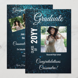 Invitación Brillante y moderna fiesta de graduación fotográfi