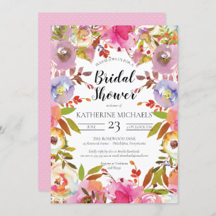 Invitación Brillantes Blooms Acuarela Floral Brillante Ducha 