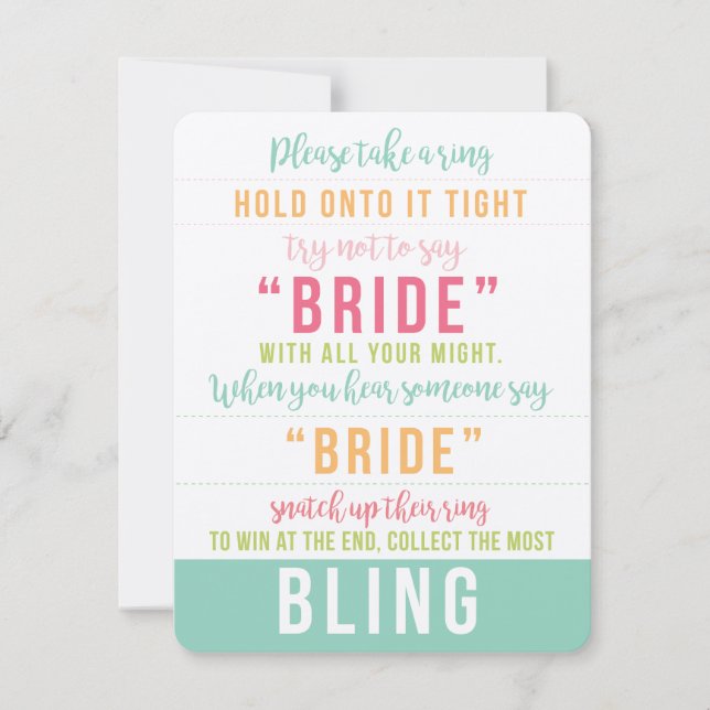 Invitación Brillantes Bridales Brillantes Ducha Bling Game Di (Anverso)