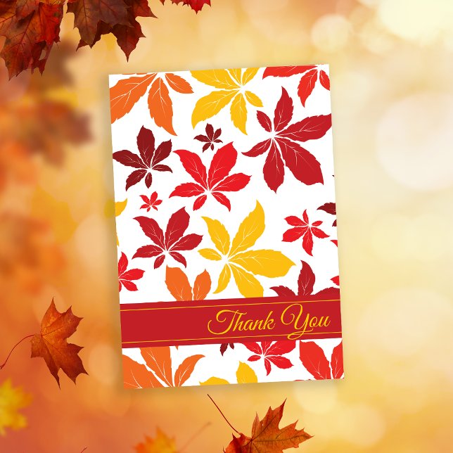 Invitación Brillantes Caídas Salen Gracias (Show your gratitude with the seasonal Bright Fall Leaves Thank You Note Card.)