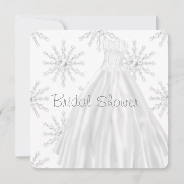 Invitación Brillantes de nieve blancos Boda Vestido ducha de  (Anverso)