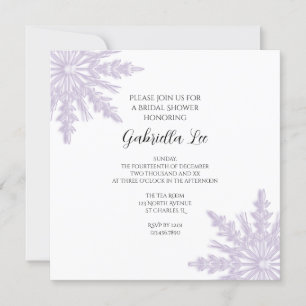 Invitación Brillantes de nieve morado claro Ducha de novia en