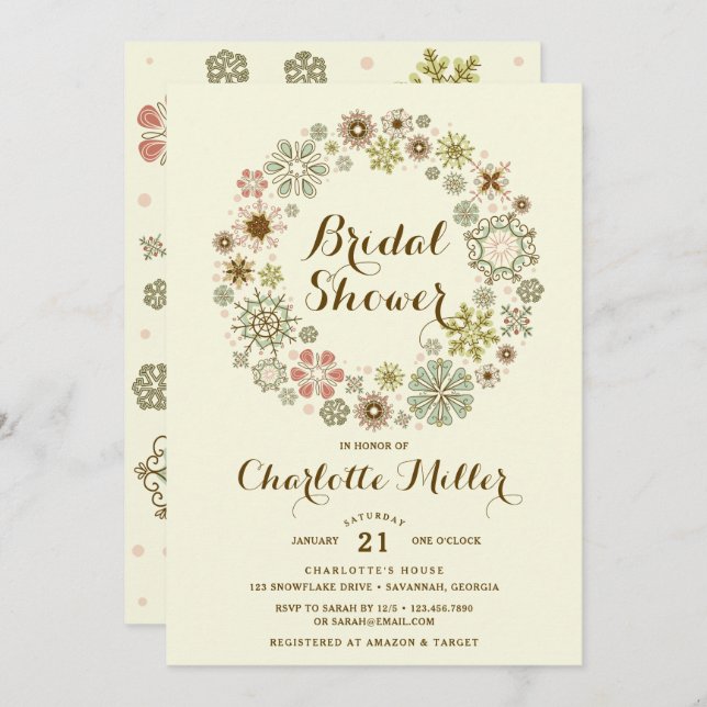 Invitación Brillantes de nieve sensacionales Ducha de novias (Anverso / Reverso)