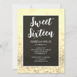 Invitación Brillantes dorados brillan bling Sweet 16 guión el