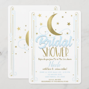Invitación Brillantes estrellas de la luna azul claro azul do