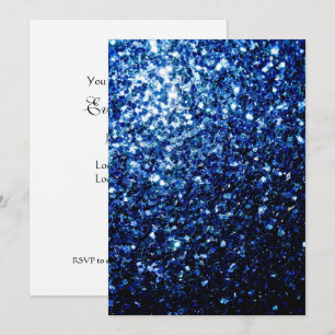 Invitación Brillantes purpurinas de imitación azul oscuro bri
