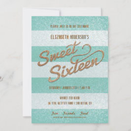 Invitación Brillantes Verde azuladas audaces rayas dulces Die