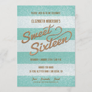 Invitación Brillantes Verde azuladas audaces rayas dulces Die