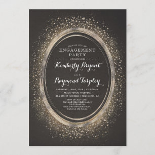 Invitación Brillantina dorada   Elegante Partido de Compromis