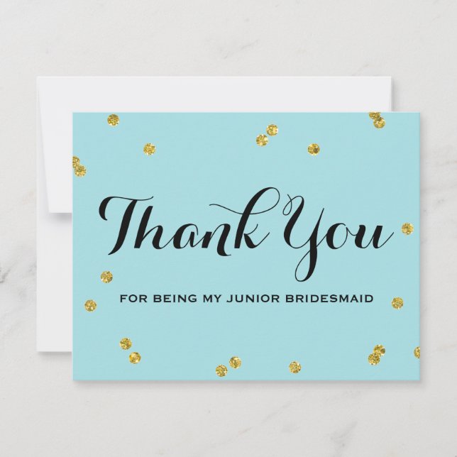 Invitación Brillantina dorada | Novecida Junior Gracias Carta (Anverso)