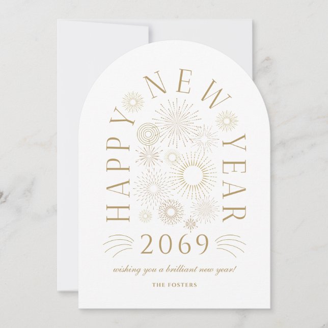 Invitación Brilliant Arch New Year Firework Greeting Card (Anverso)