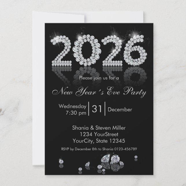 Invitación Brilliant Diamonds Luxury New Year 2026 (Anverso)