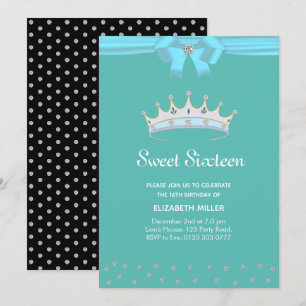 Invitación Brillo Chic Diamante Dulces Dieciséis sobre Turque