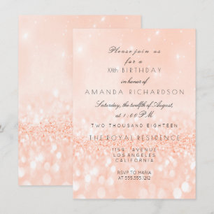 Invitación Brillo  Coral Melocotón Pastel Femenino Bridal Cum