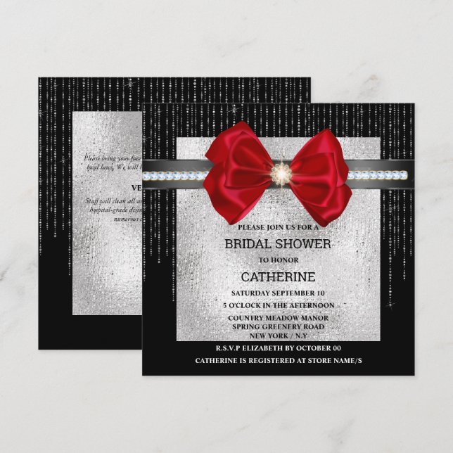Invitación Brillo de brillantez de la moda del diamante rojo  (Anverso / Reverso)