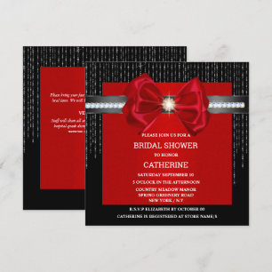 Invitación Brillo de diamante rojo negro lujoso elegante