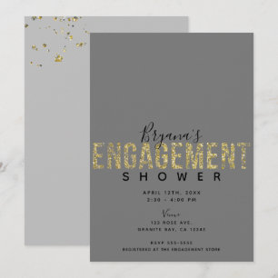 Invitación Brillo de escamas de oro gris minimalista para duc
