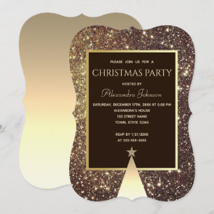 Invitación Brillo de la fiesta de Navidad en oro