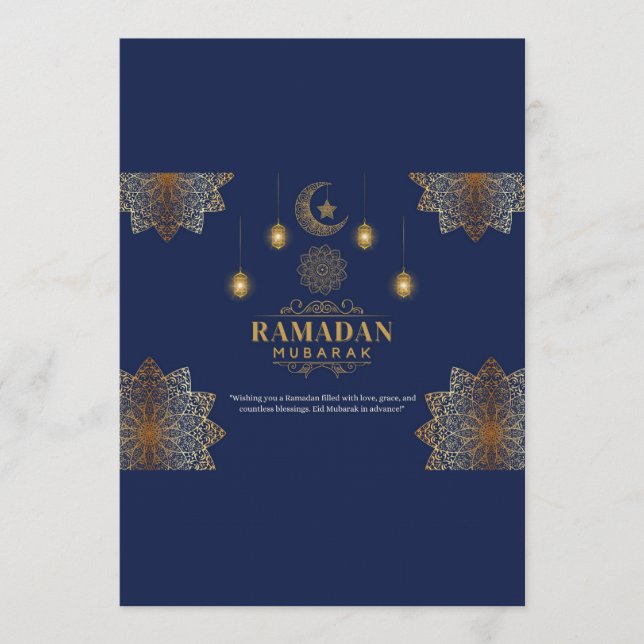 Invitación Brillo de Linterna Elegante Saludo de Ramadán (Anverso)