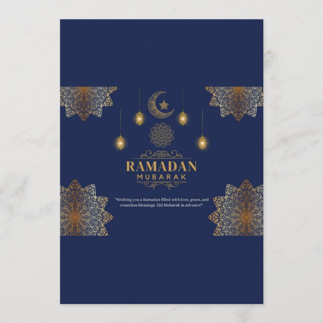 Invitación Brillo de Linterna Elegante Saludo de Ramadán (Anverso)