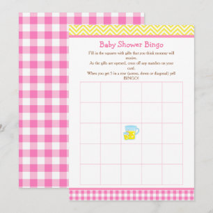 Invitación Brillo del sol y limonada Bingo rosa y amarillo