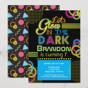 Invitación Brillo en el fiesta azul de cumpleaños de niño osc