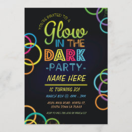 Invitación Brillo En El Oscuro Cumpleaños Invitar A Fiesta De