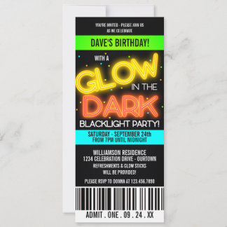 Invitación Brillo en la fiesta del cumpleaños oscuro