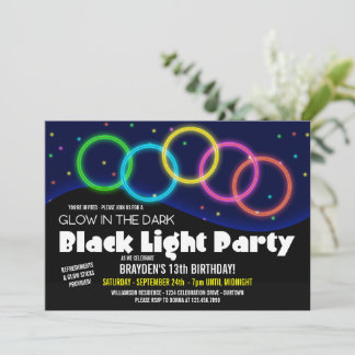 Invitación Brillo en la fiesta del cumpleaños oscuro