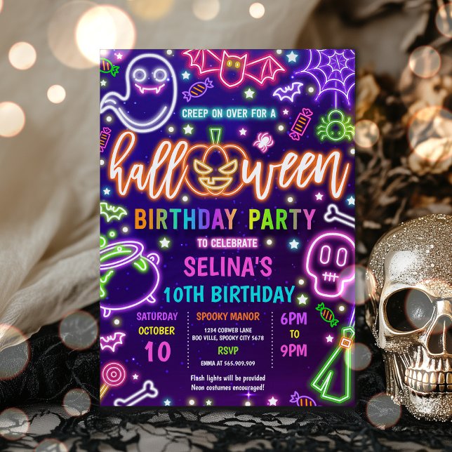 Invitación Brillo En La Oscura Fiesta De Cumpleaños De Neon H (Subido por el creador)