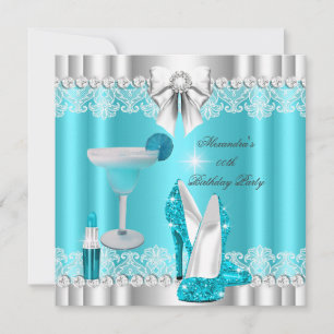 Invitación Brillo Glamour Labial de Tacones Altos Cóctel Verd